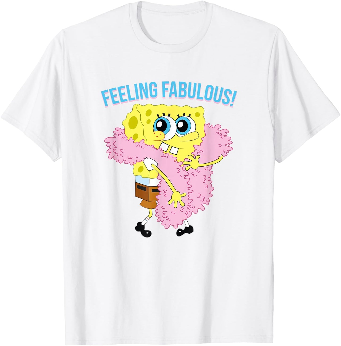 Mademark x SpongeBob SquarePants - SpongeBob in Feather Boa - Feeling Fabulous! T-Shirt - T-Shirt | White