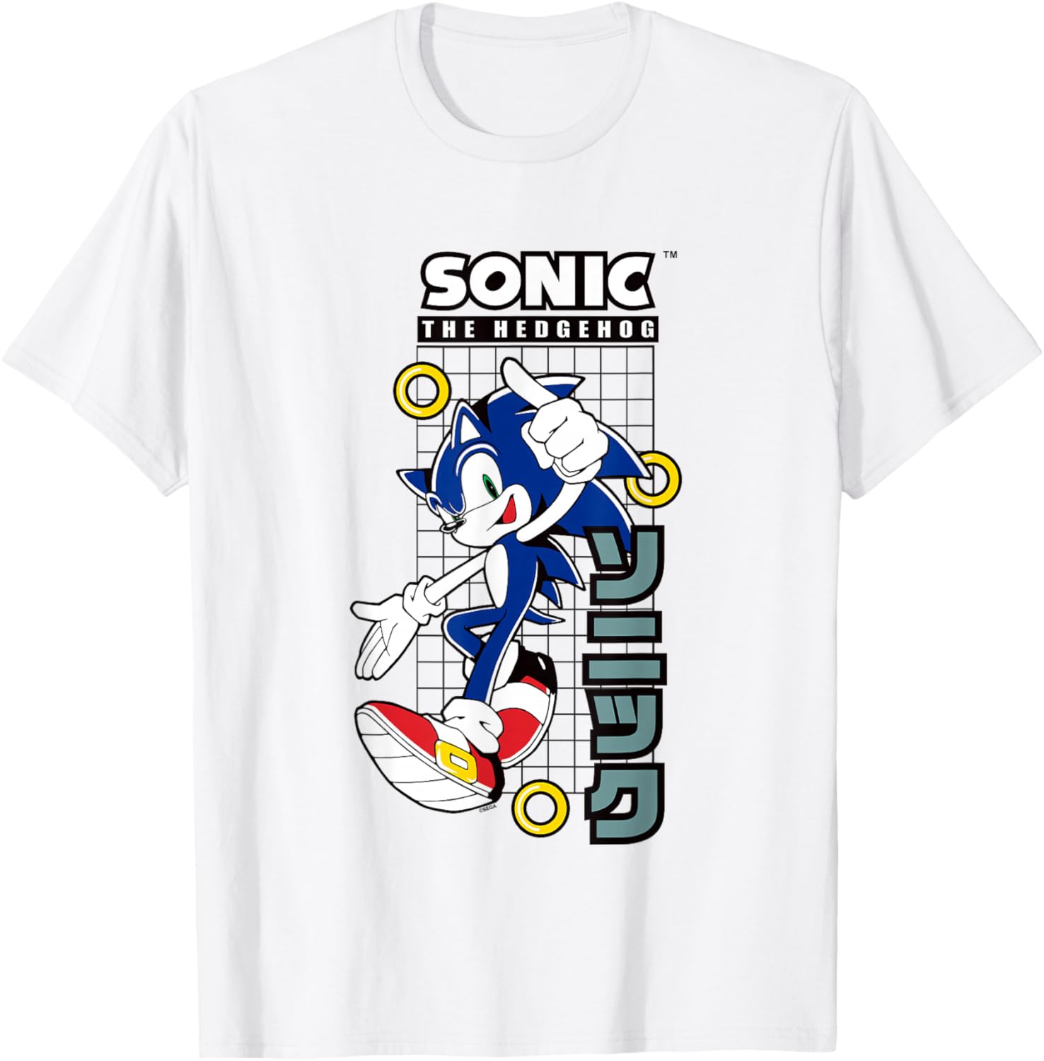 Sonic The Hedgehog Vintage Kanji Action Poster T-Shirt - T-Shirt | White