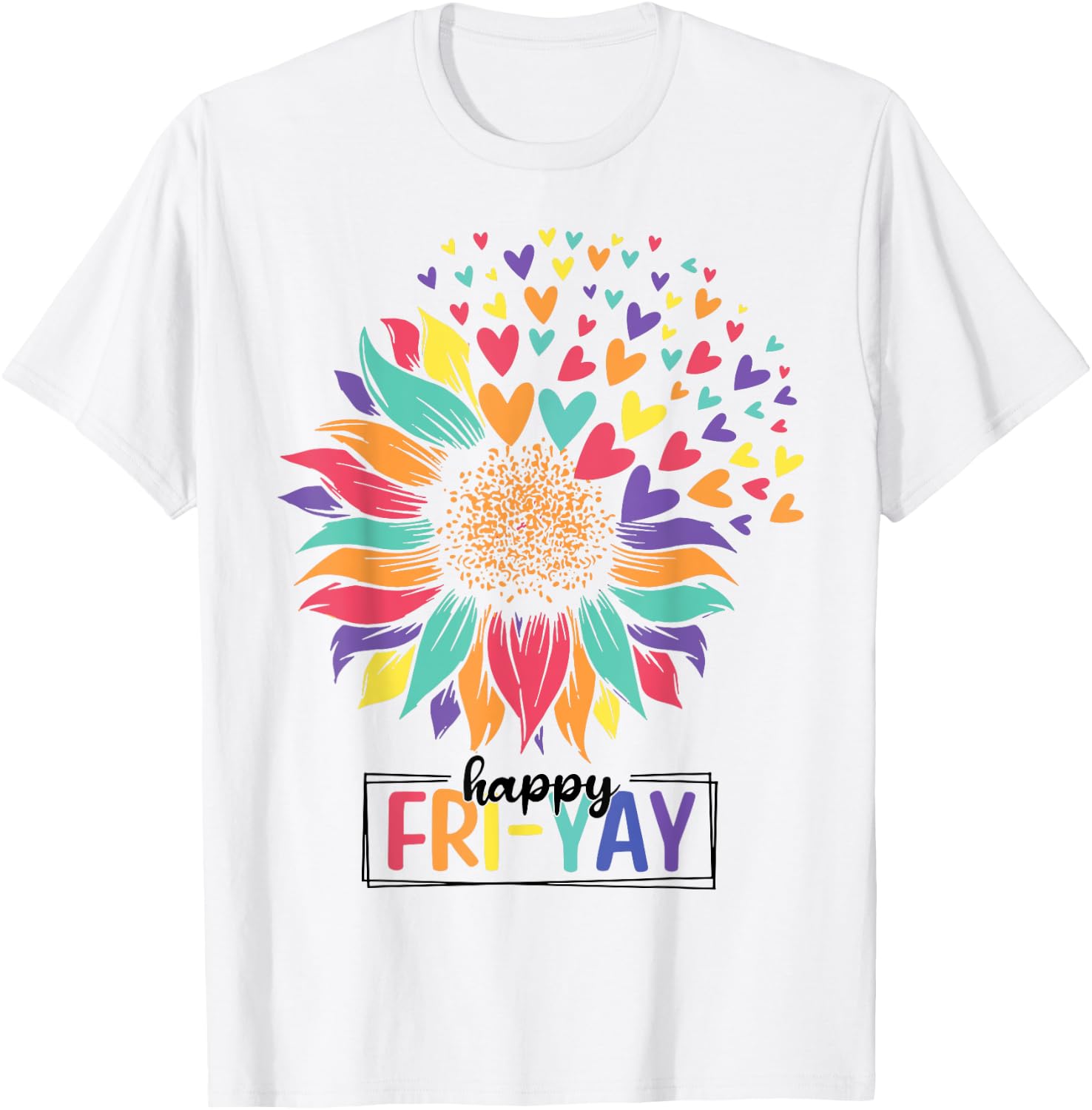 Sunflower Happy Fri-Yay Teacher Friday Men Women Girls Kids T-Shirt - T-Shirt | White