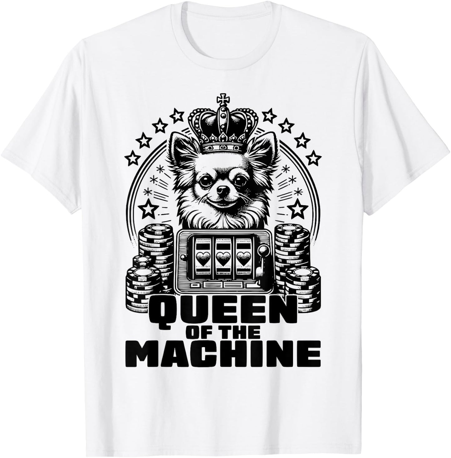 Queen Of The Slot Machine Casino Gambling Lover T-Shirt - T-Shirt | White