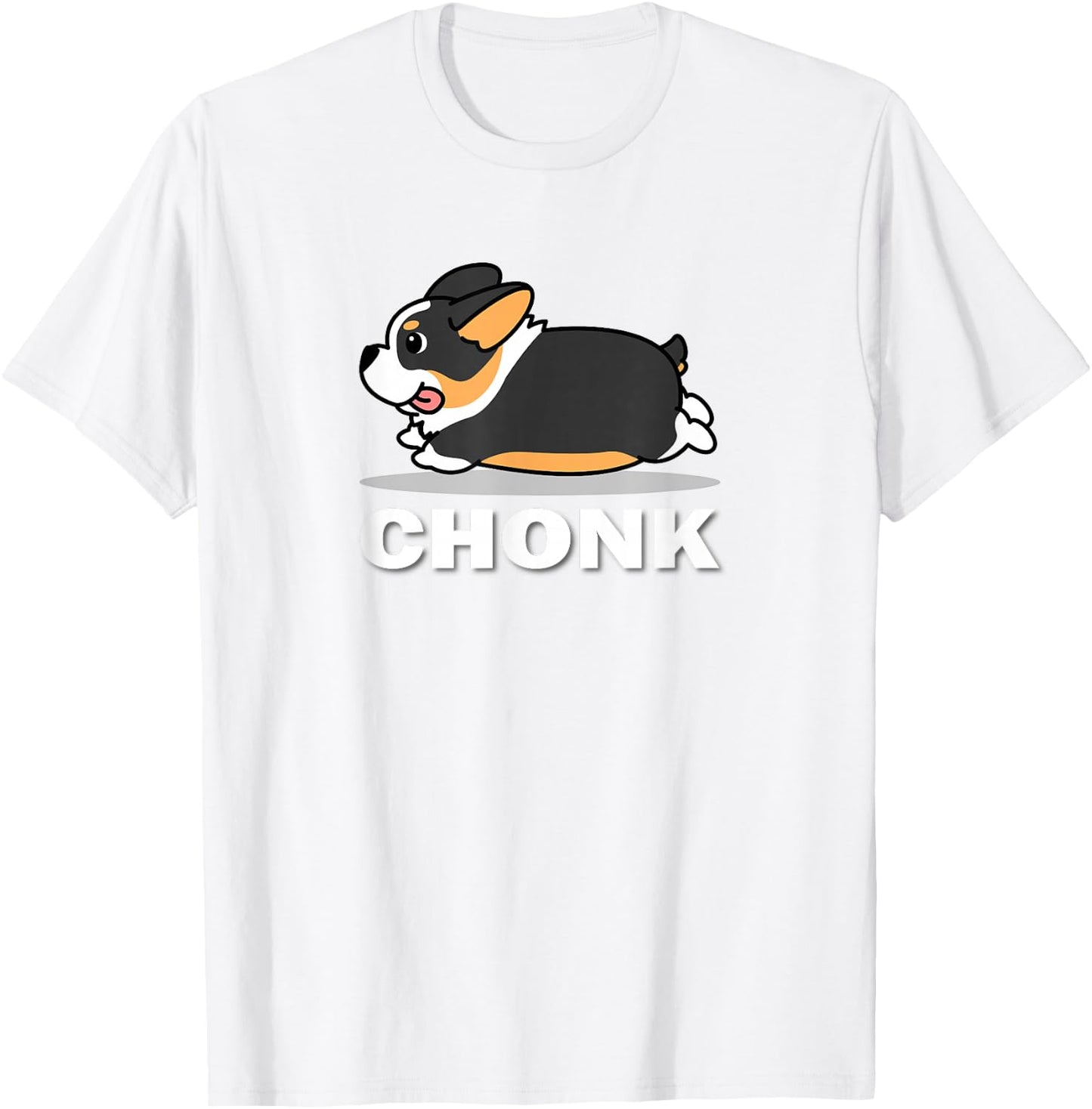 Funny Kids Kawaii Fat Chonk Black Tricolor Corgi Dog Lover T-Shirt - T-Shirt | White
