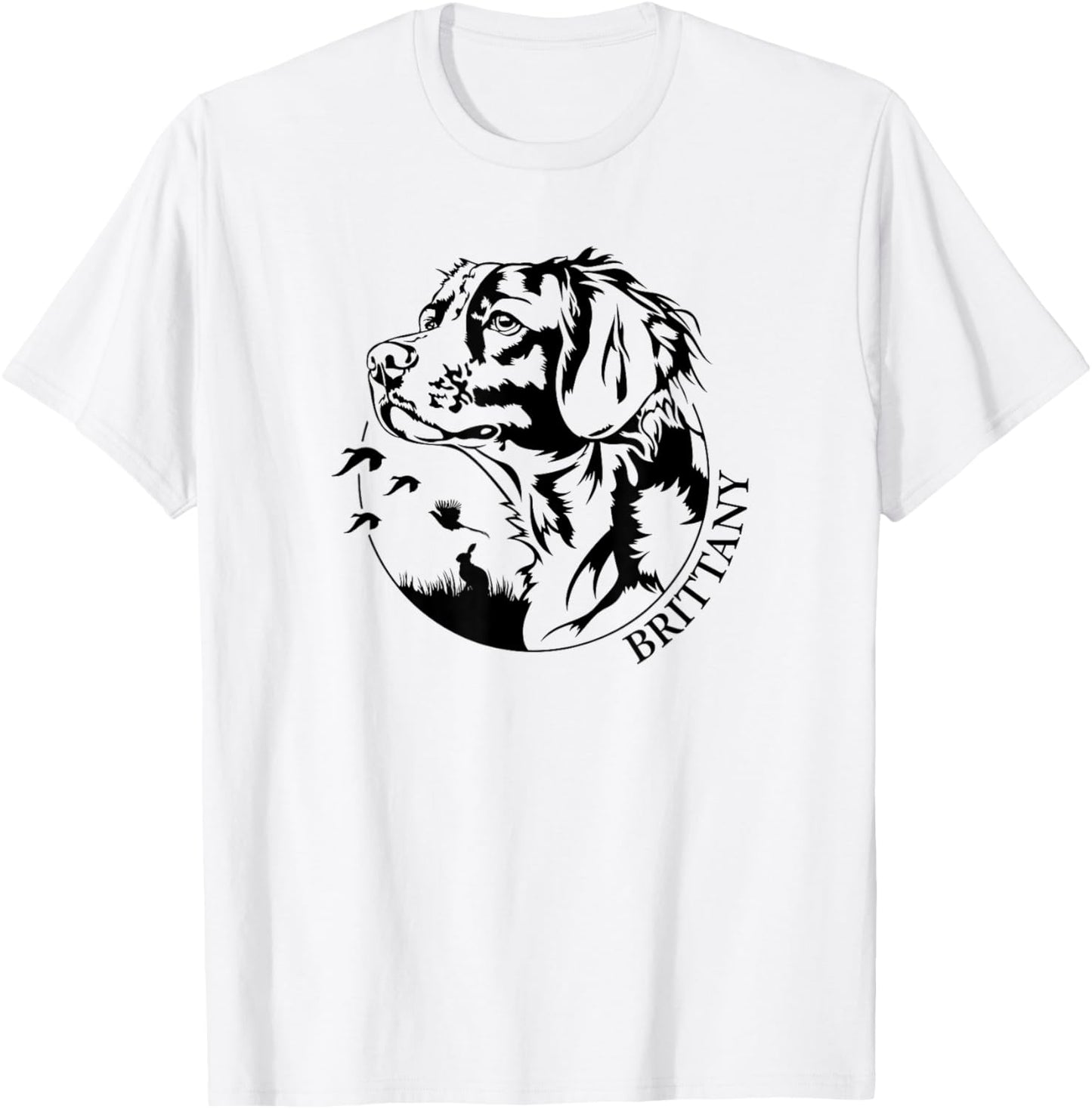 Proud Brittany hunting dog Brittany Spaniel portrait T-Shirt - T-Shirt | White