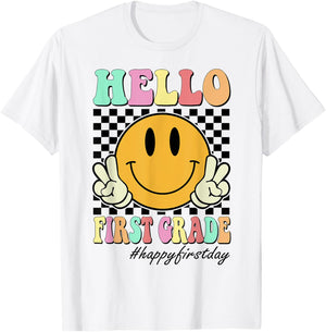 Hello First Grade Back To School 1st Grade Teachers Students T-Shirt - T-Shirt | White