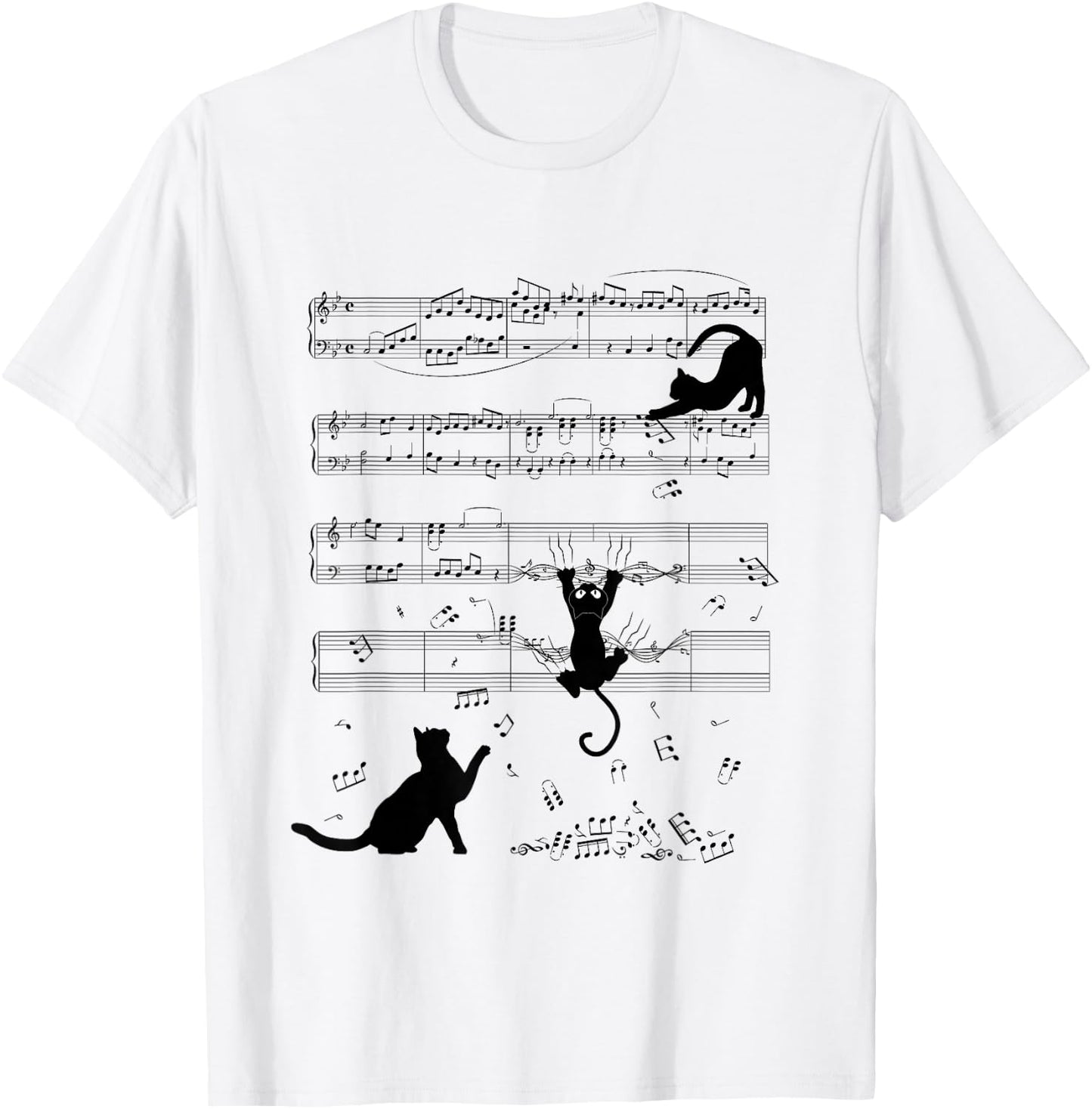 Cute Cats Playing With Sheet Music Teacher Music Society T-Shirt - T-Shirt | White