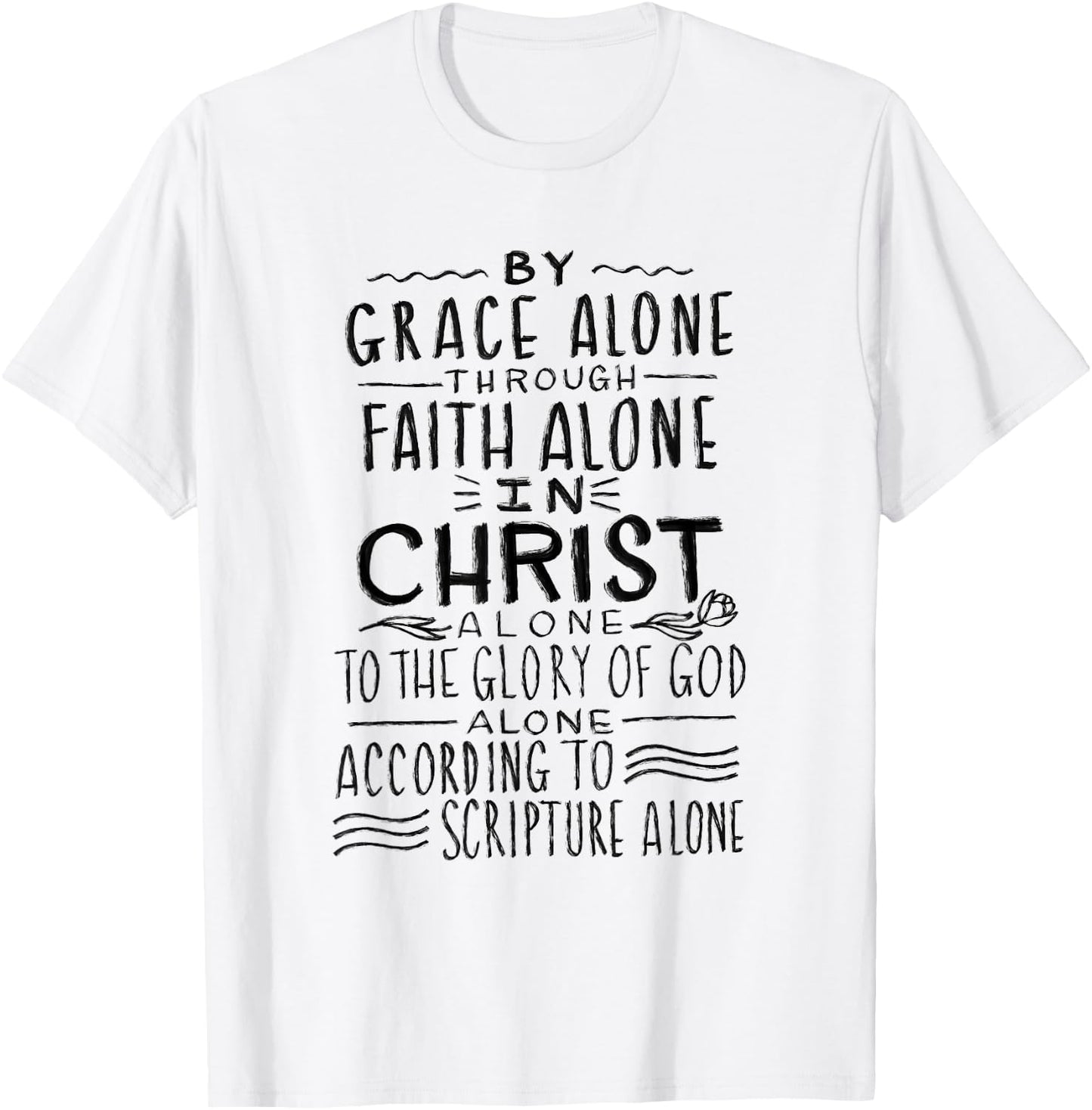 The 5 Solas - Calvinism Reformed Theology T-Shirt - T-Shirt | White