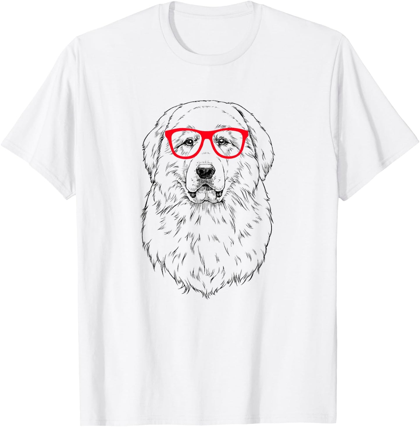 Great Pyrenees in Red Glasses Nerd PYR Dog Men Women Girls Kids T-Shirt - T-Shirt | White