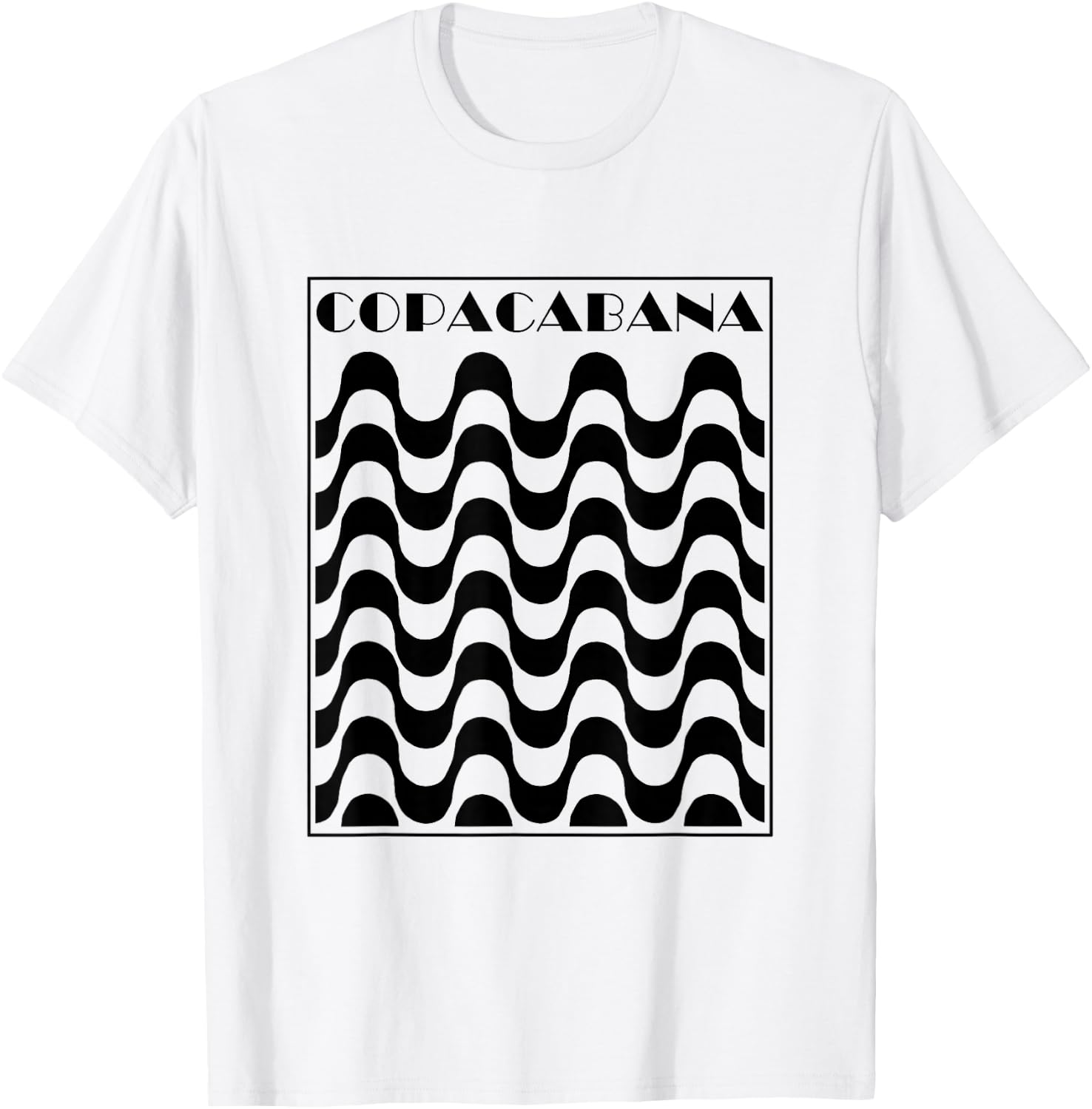Copacabana Beach Sidewalk Rio de Janeiro Brazil Retro T-Shirt - T-Shirt | White