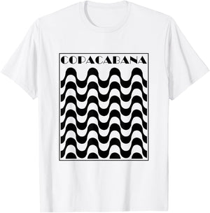 Copacabana Beach Sidewalk Rio de Janeiro Brazil Retro T-Shirt - T-Shirt | White