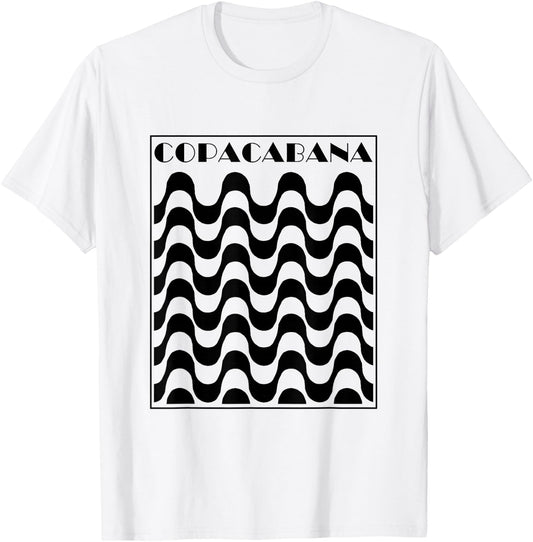 Copacabana Beach Sidewalk Rio de Janeiro Brazil Retro T-Shirt - T-Shirt | White