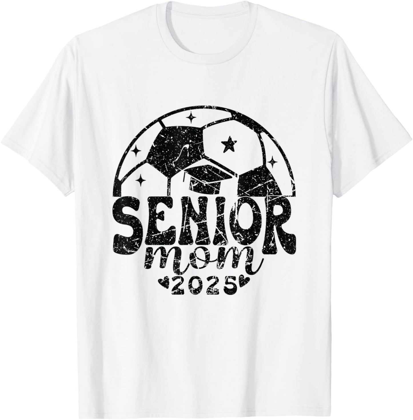 Vintage Soccer Senior Mom Class of 2025 T-Shirt - T-Shirt | White