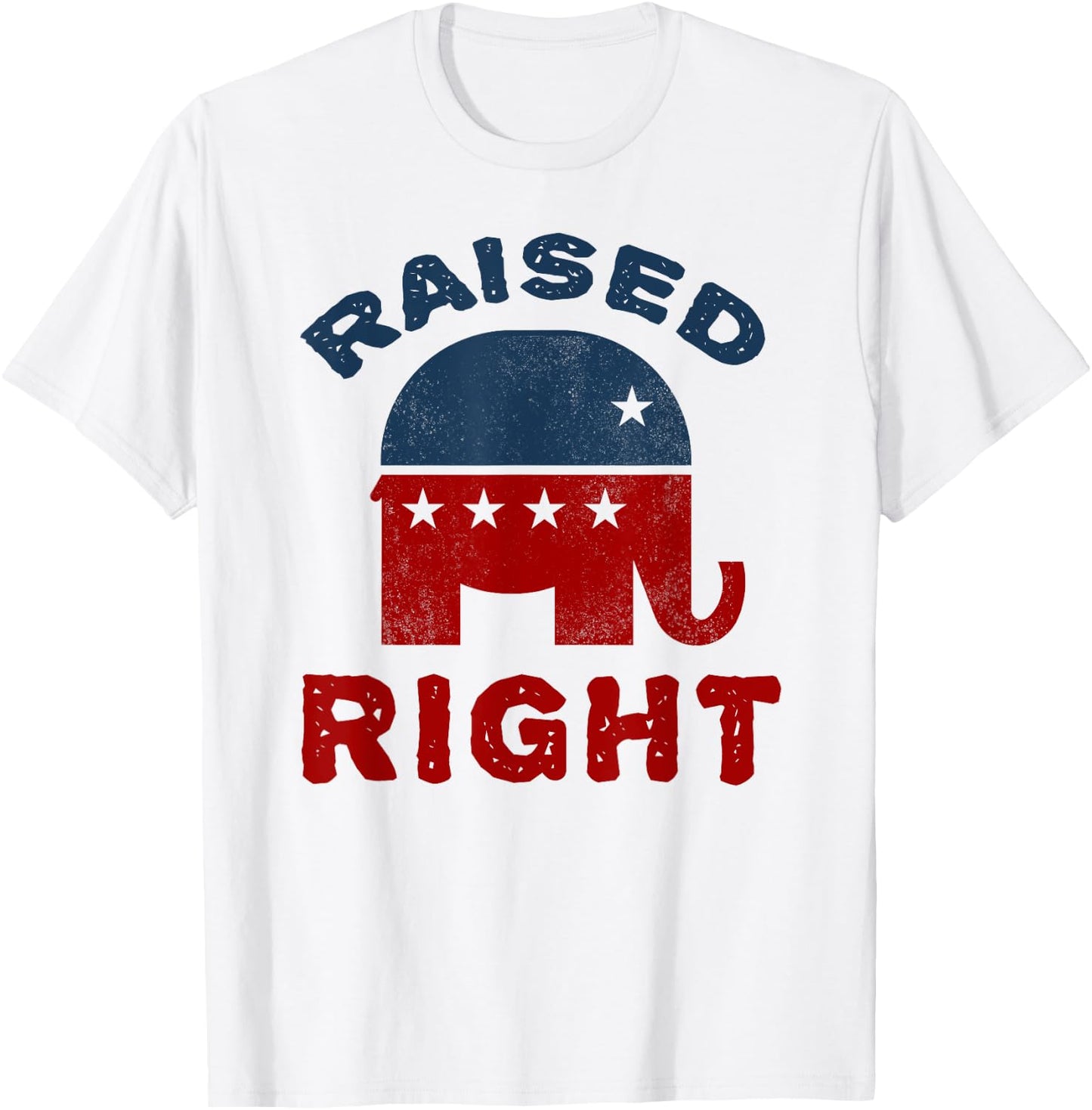 Raised Right Republican Shirt Conservative Elephant T-Shirt - T-Shirt | White