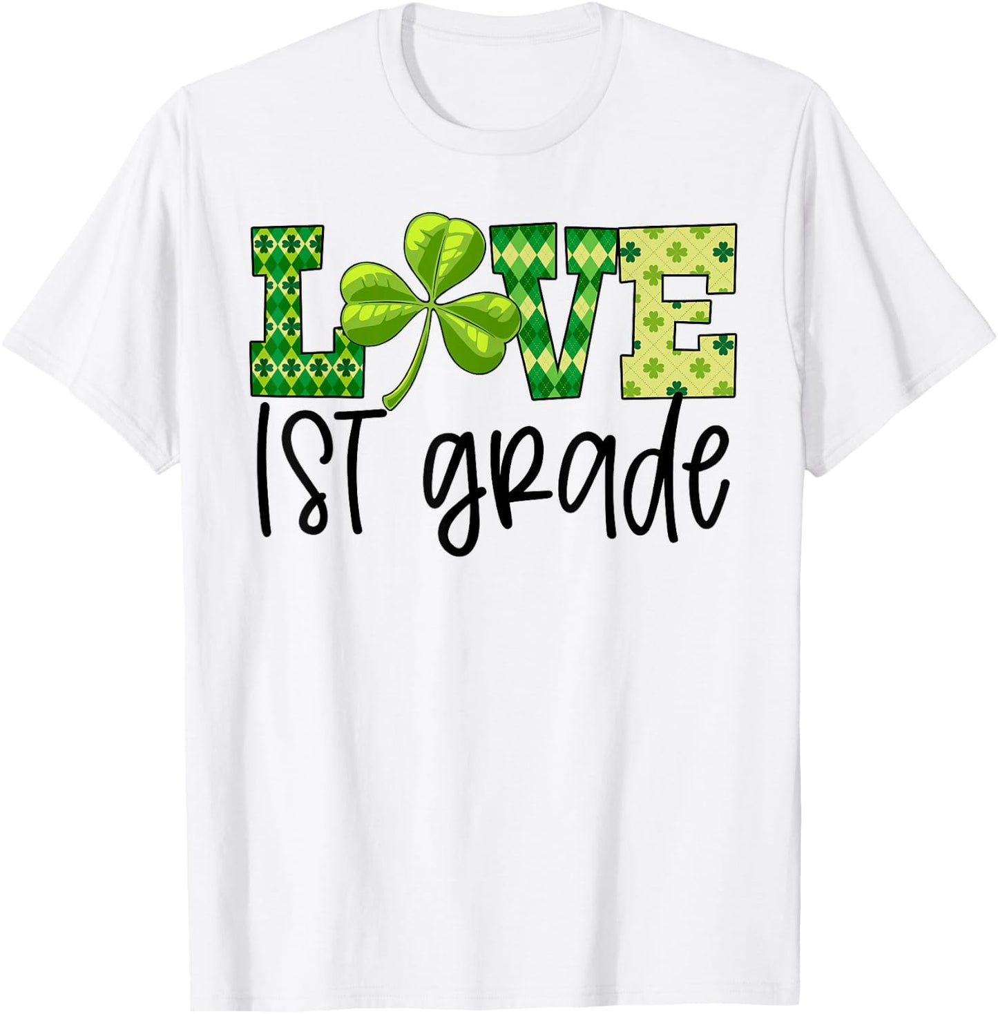 Teacher Love 1st Grade Student Shamrock St Patricks Day Gift Men Women Kids T-Shirt - T-Shirt | White