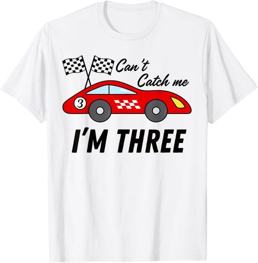 3 Yr old Race Car Exotic Car Birthday cant catch me i'm 3 T-Shirt - T-Shirt | White