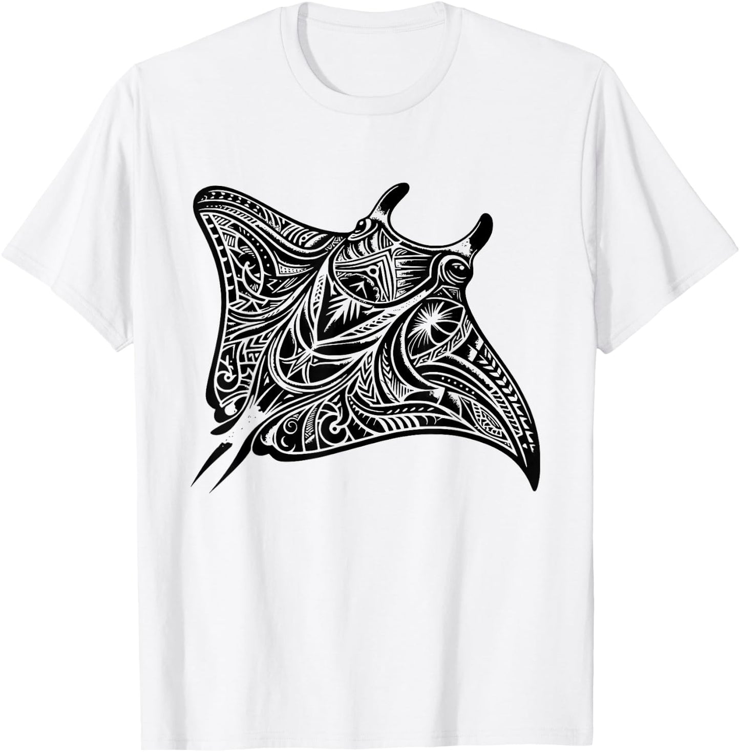 Manta Ray Polynesian Tribal Tattoo Sea T-Shirt - T-Shirt | White