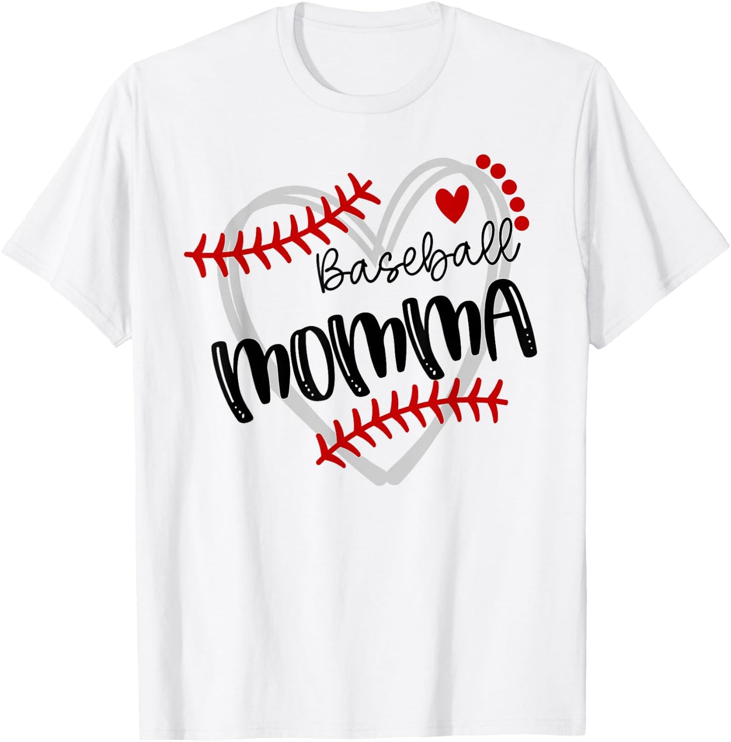 Personalized Baseball Heart Cute Momma Women Baseball T-Shirt - T-Shirt | White