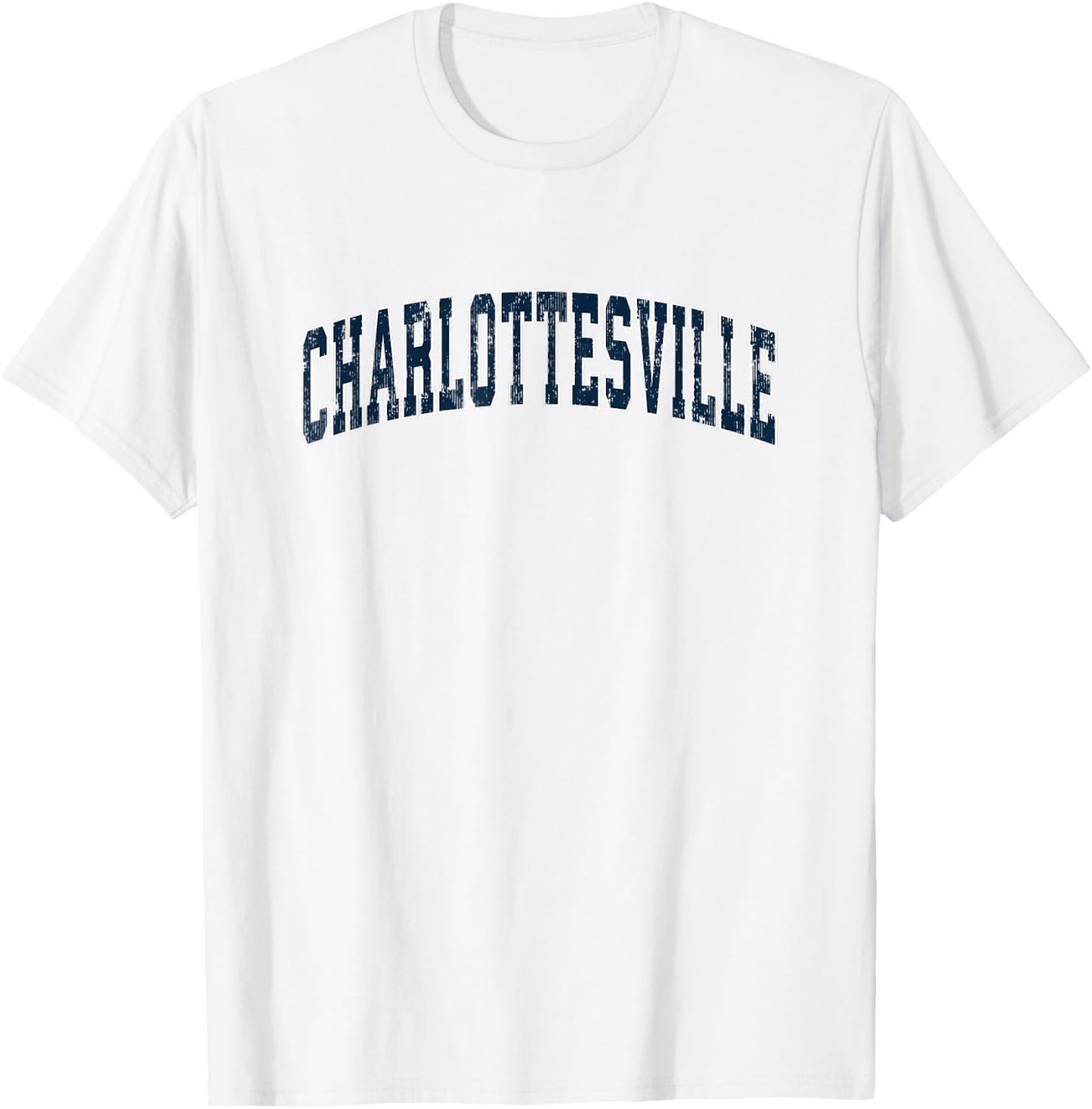 Charlottesville Virginia VA Vintage Sports Design Navy Desig T-Shirt - T-Shirt | White