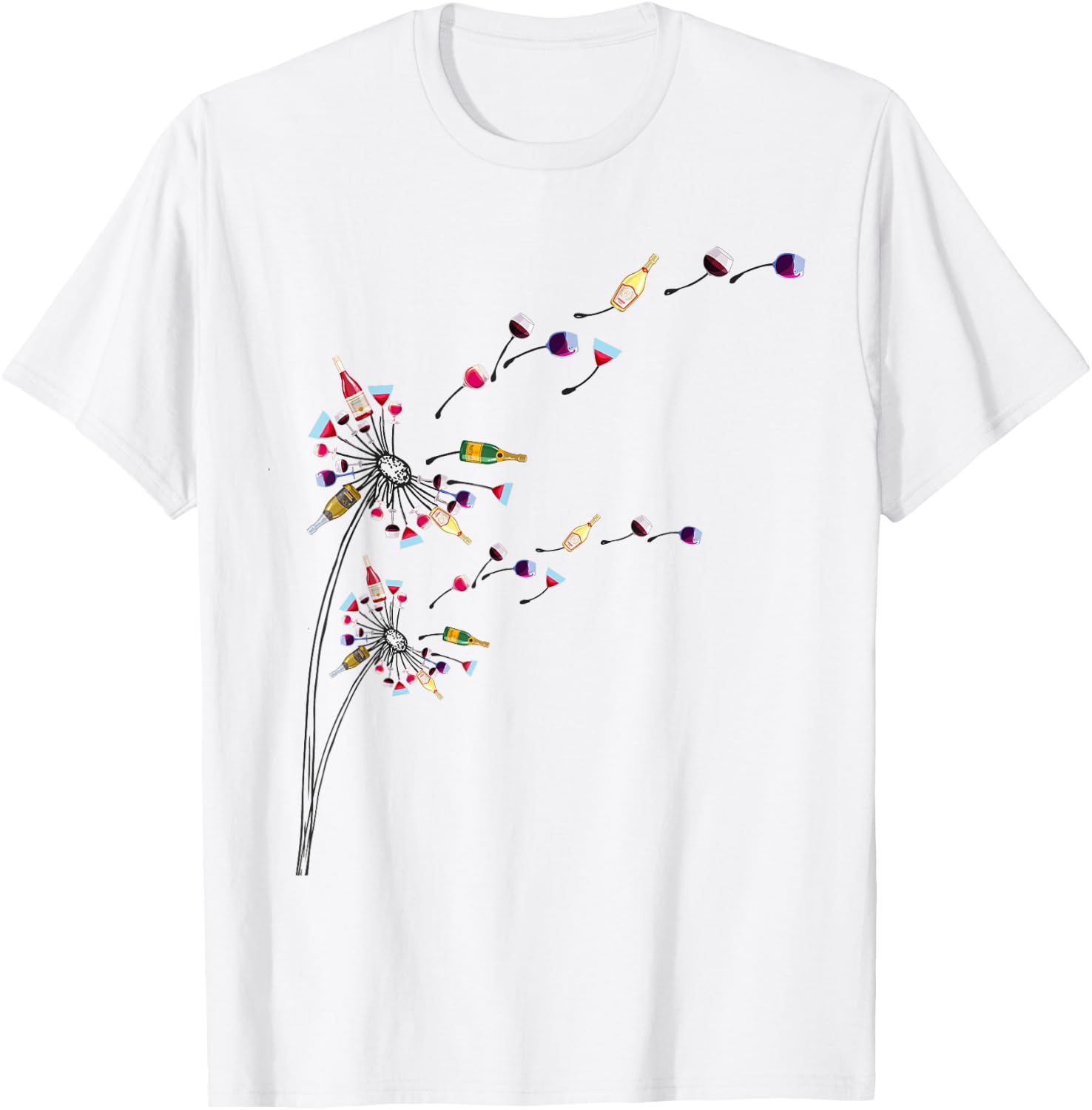 Wine Dandelion Drinking Wine Rosee Wine Lovers Rosee Wine T-Shirt - T-Shirt | White