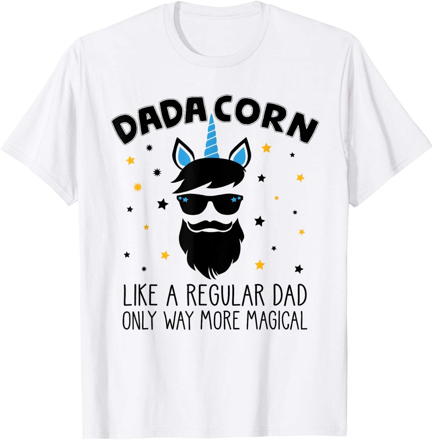 Dadacorn Gift Father's Day Daddy Beard Graphic Dad Unicorn T-Shirt - T-Shirt | White