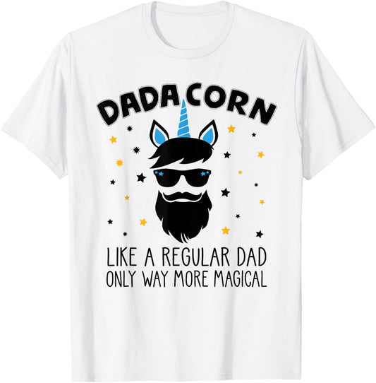 Dadacorn Gift Father's Day Daddy Beard Graphic Dad Unicorn T-Shirt - T-Shirt | White