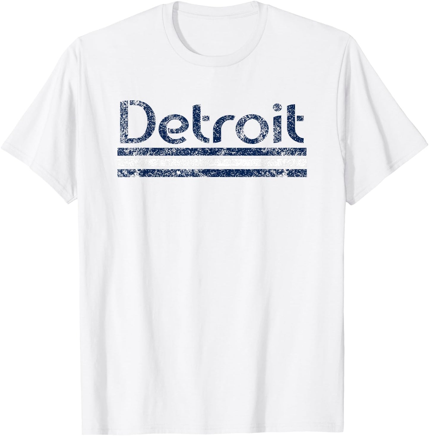 Detroit Michigan Retro Vintage Weathered Stripe Throwback T-Shirt - T-Shirt | White
