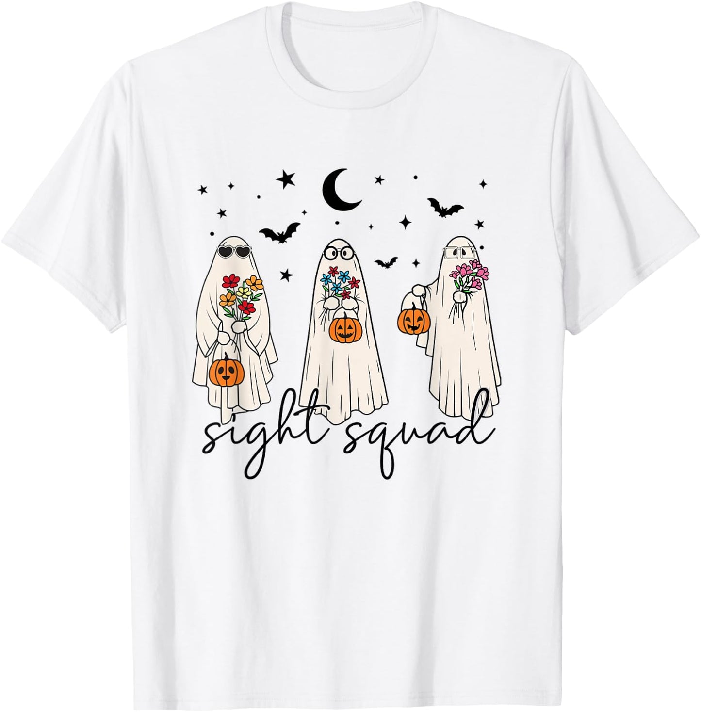 Optometry Halloween Cute Ghosts Sight Squad Ophthalmologist T-Shirt - T-Shirt | White
