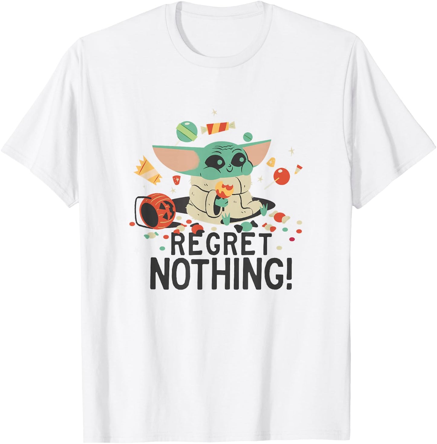Star Wars The Mandalorian Halloween Grogu Regret Nothing! T-Shirt - T-Shirt | White