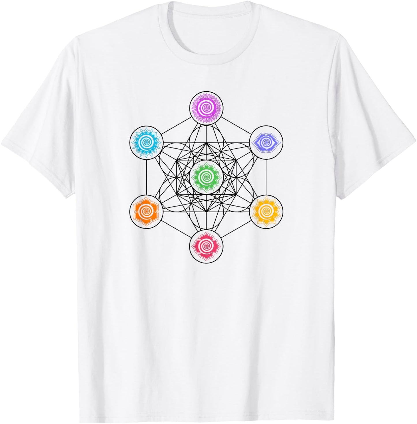 Metatronscube, sacred geometry, chakra, yoga, symbol, 4D T-Shirt - T-Shirt | White