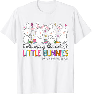 Mother Baby Nurse Snuggle Bunny Delivery Easter L&D Nurse T-Shirt - T-Shirt | White