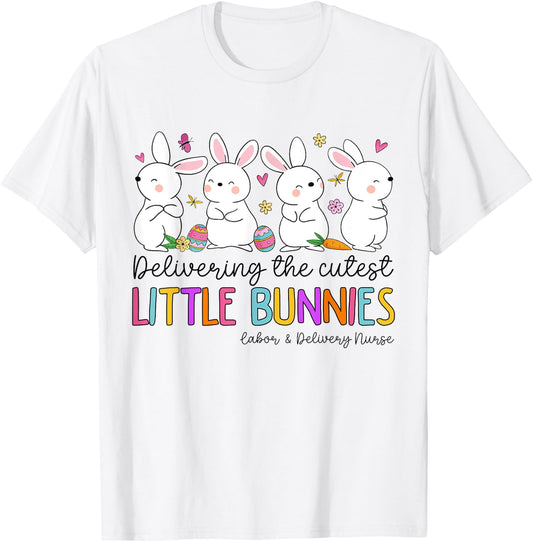 Mother Baby Nurse Snuggle Bunny Delivery Easter L&D Nurse T-Shirt - T-Shirt | White