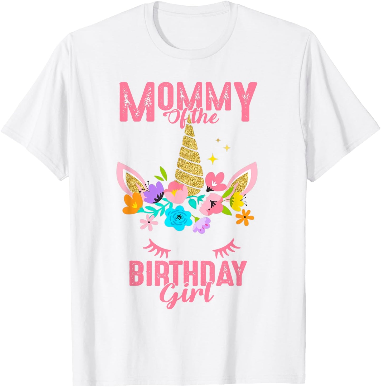 Mommy of the Birthday Girl Cute Unicorn Birthday Matching T-Shirt - T-Shirt | White