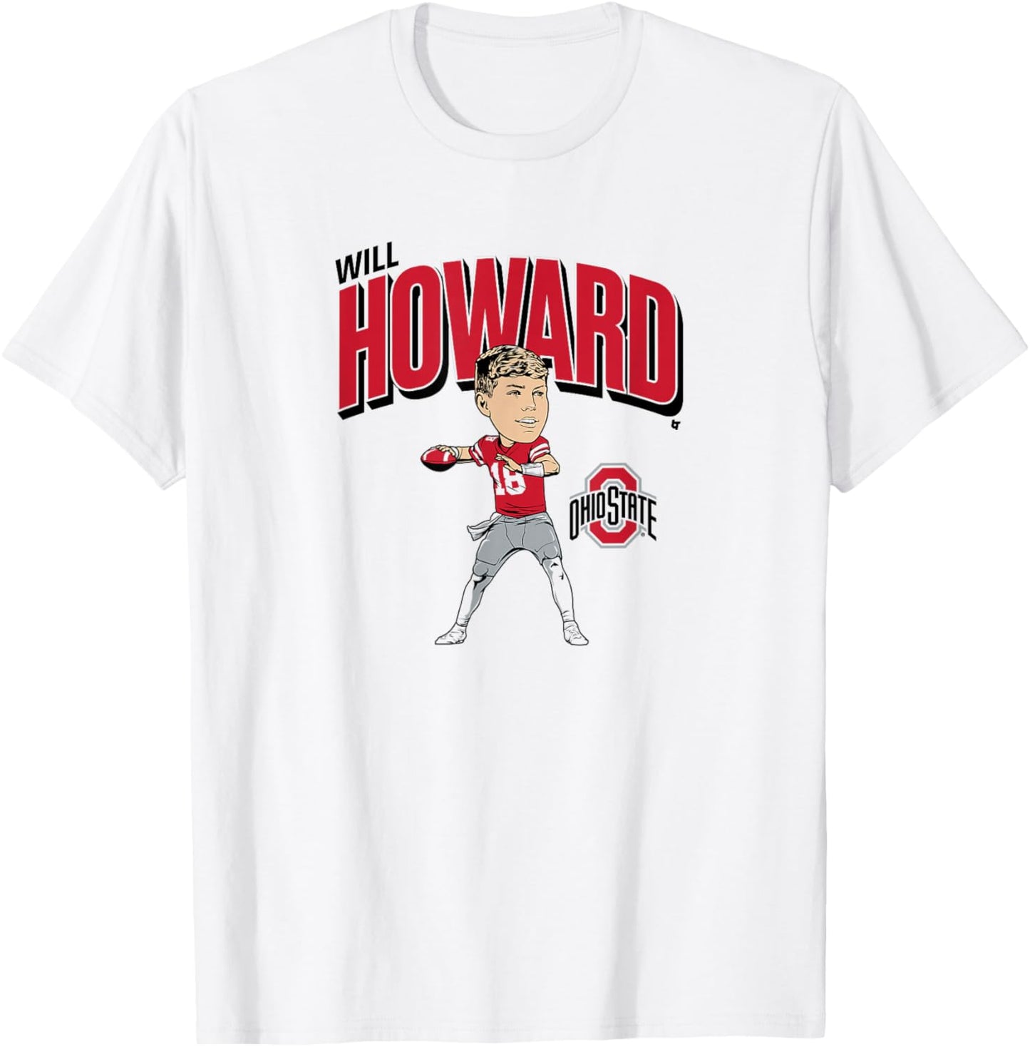 Ohio State Football: Will Howard Caricature T-Shirt - T-Shirt | White
