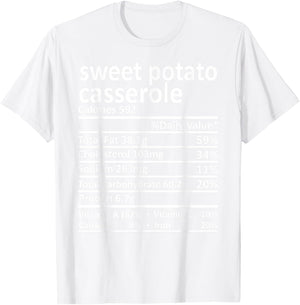 Sweet Potato Casserole Nutrition Thanksgiving Food Facts T-Shirt - T-Shirt | White