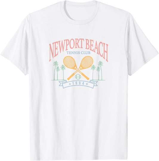 Newport Beach Tennis Club Crossed Racquets T-Shirt - T-Shirt | White