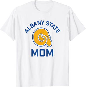 Albany State University Golden Rams Arched Mom T-Shirt - T-Shirt | White