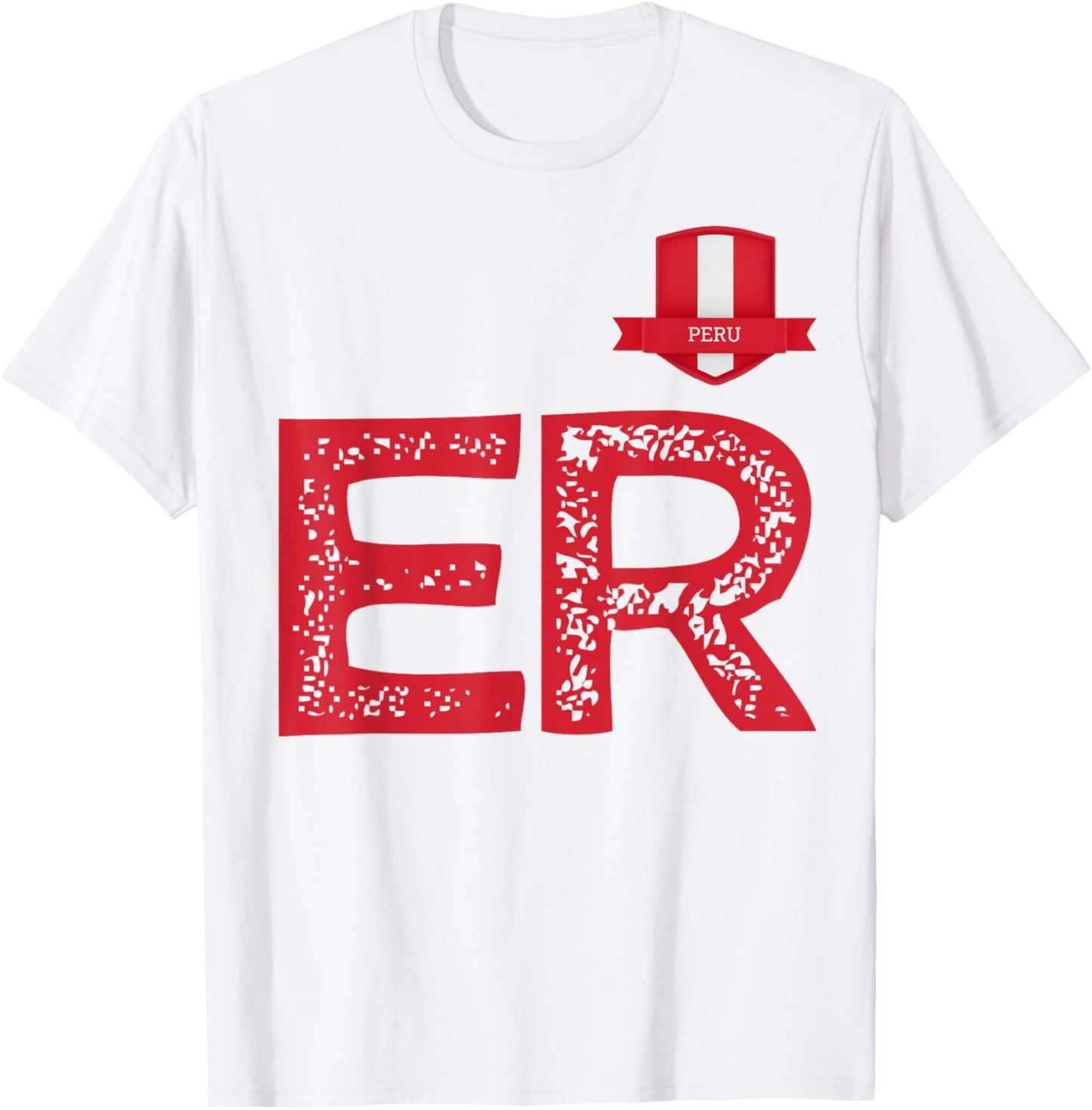 Peru Human Flag Letter E and Letter R Peru T-Shirt - T-Shirt | White