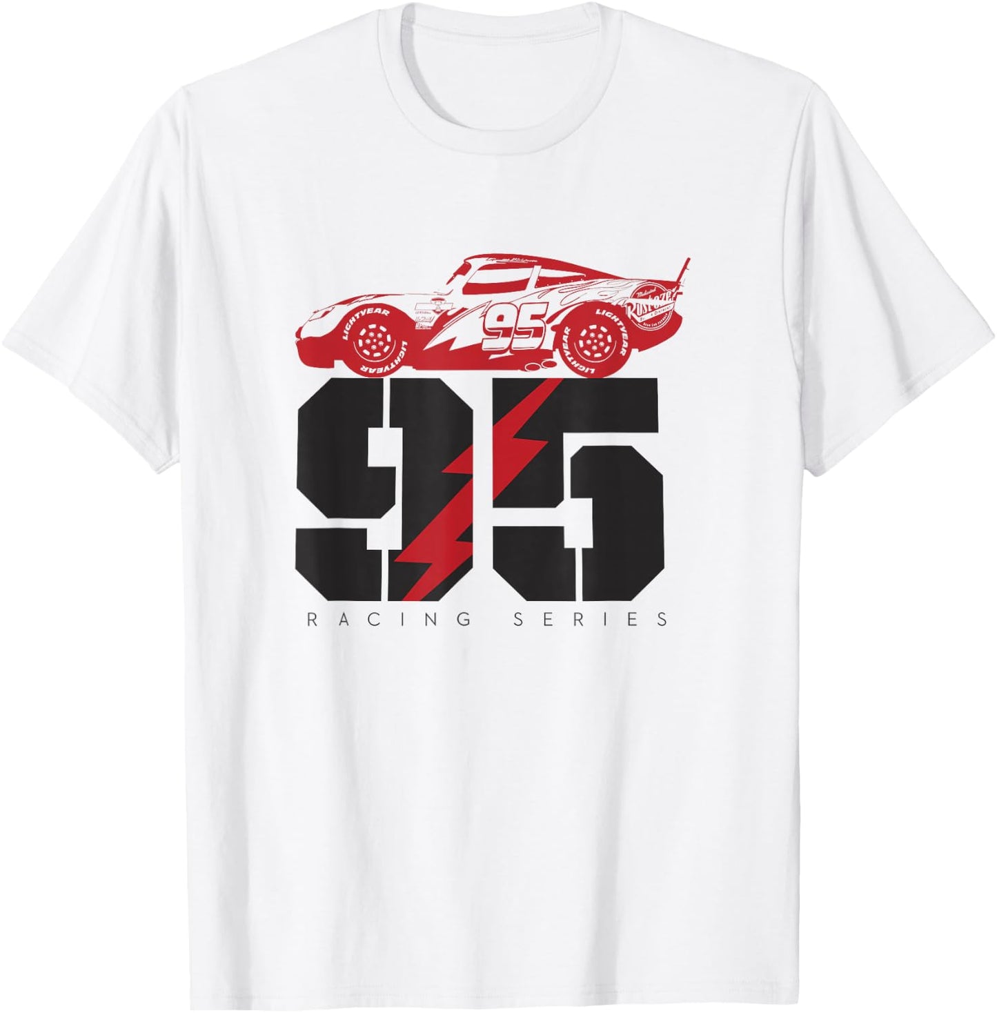Disney Pixar Cars 95 Racing Series Lightning McQueen Retro T-Shirt - T-Shirt | White