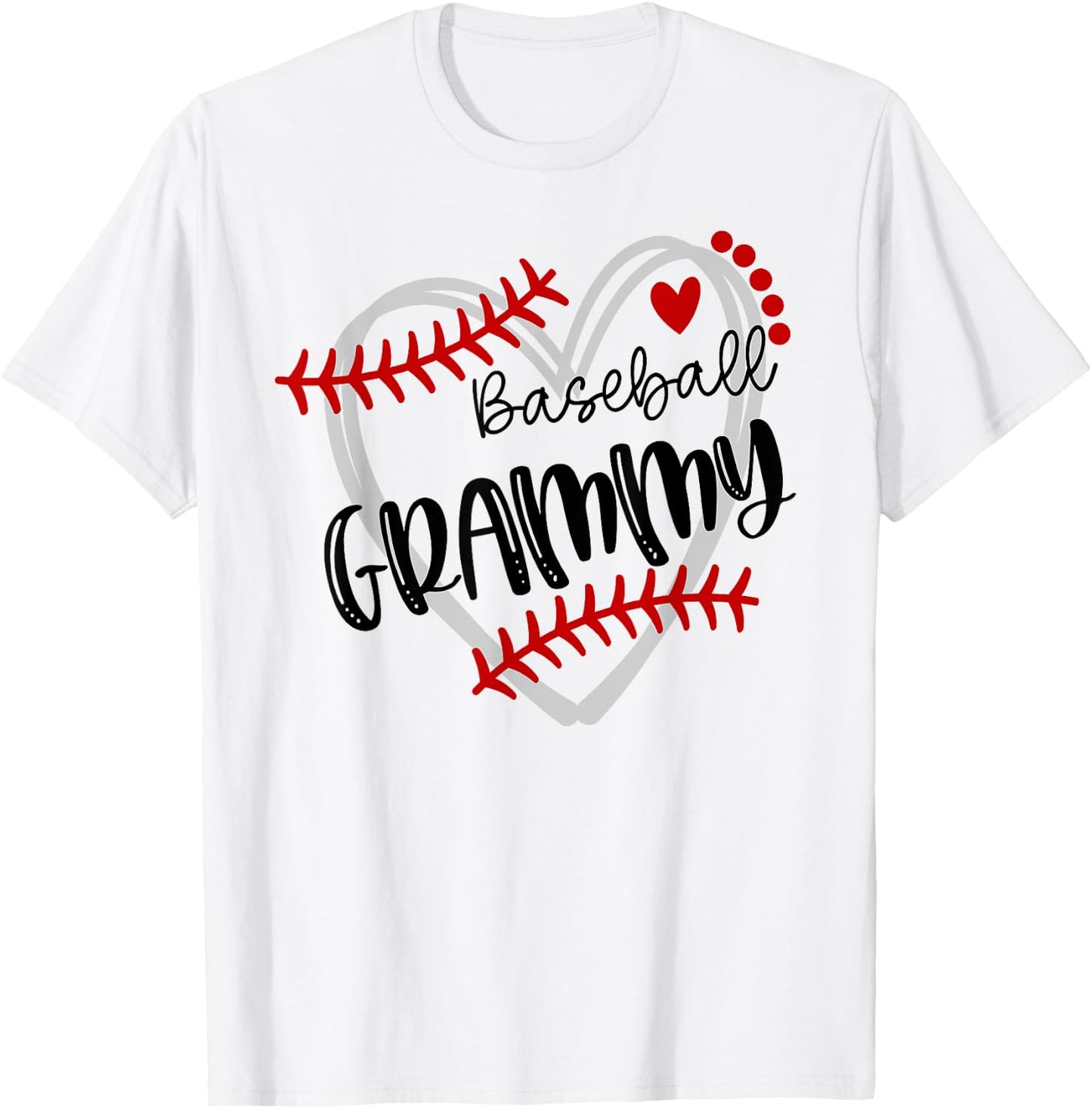 Personalized Baseball Heart Cute Grammy Women Baseball T-Shirt - T-Shirt | White