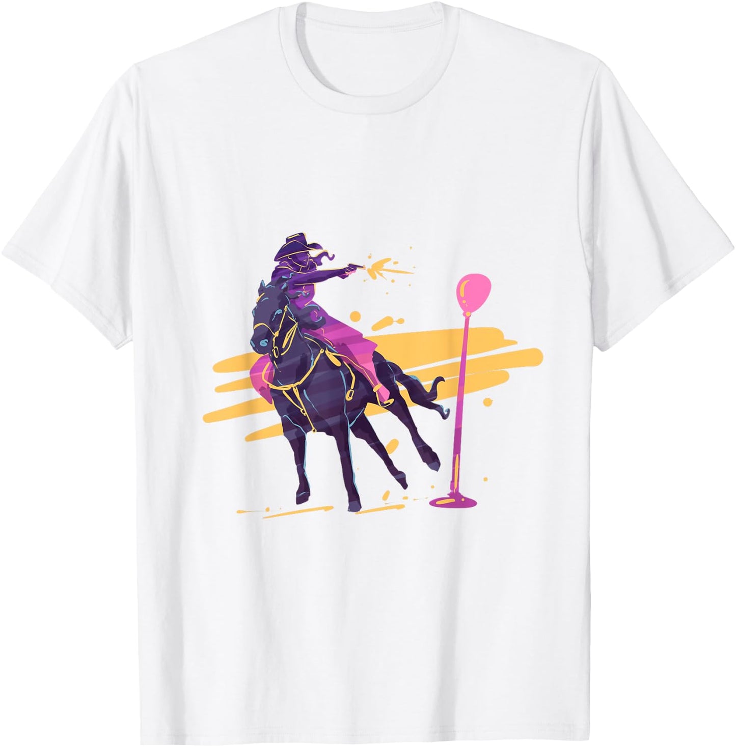 Cowgirl horseback mounted shooting T-Shirt - T-Shirt | White