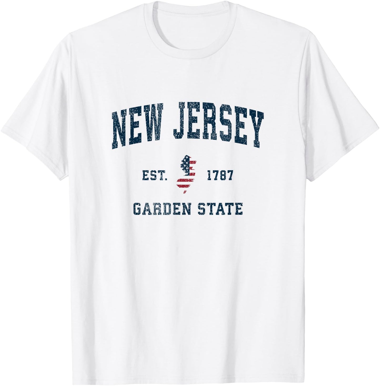 New Jersey Vintage American Flag USA Sports Design T-Shirt - T-Shirt | White