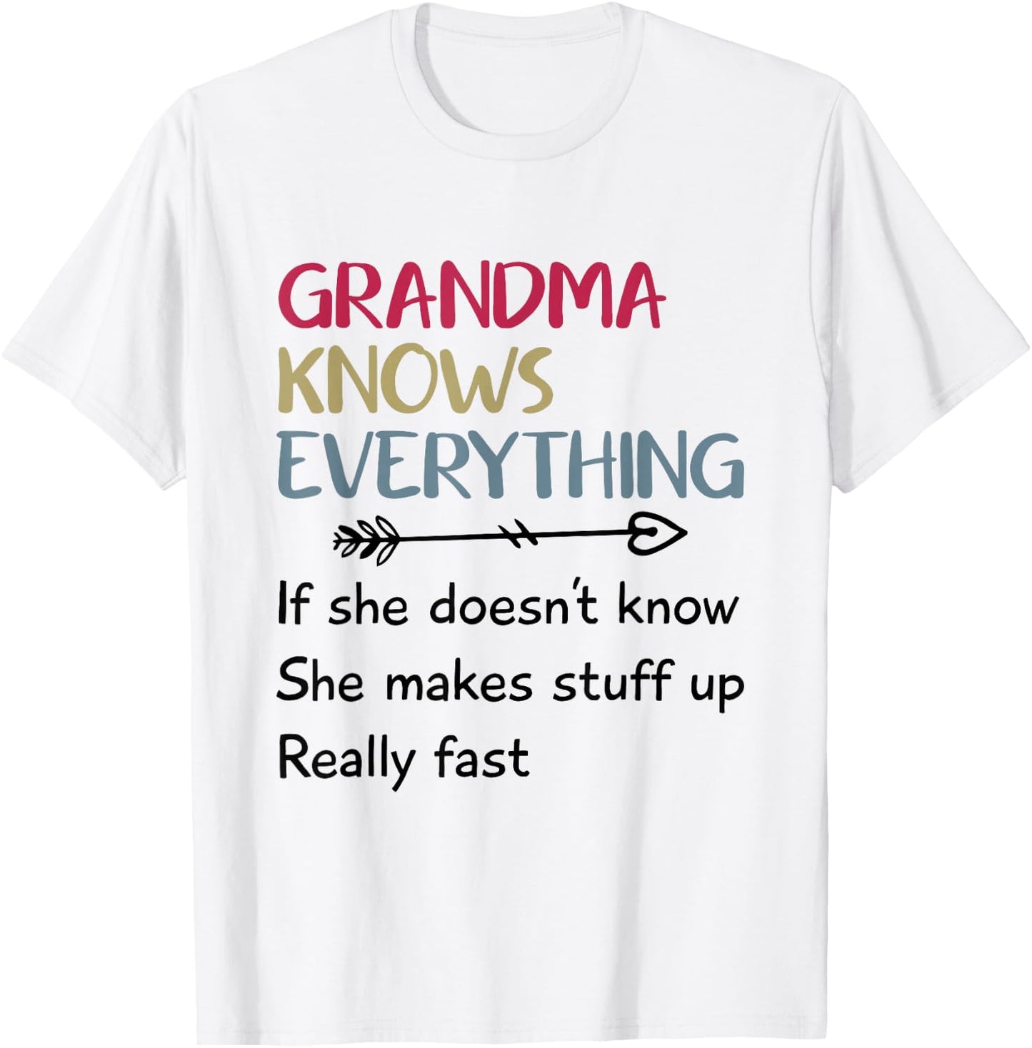 Funny Grandma Knows Everything If She Doesn't Know T-Shirt - T-Shirt | White