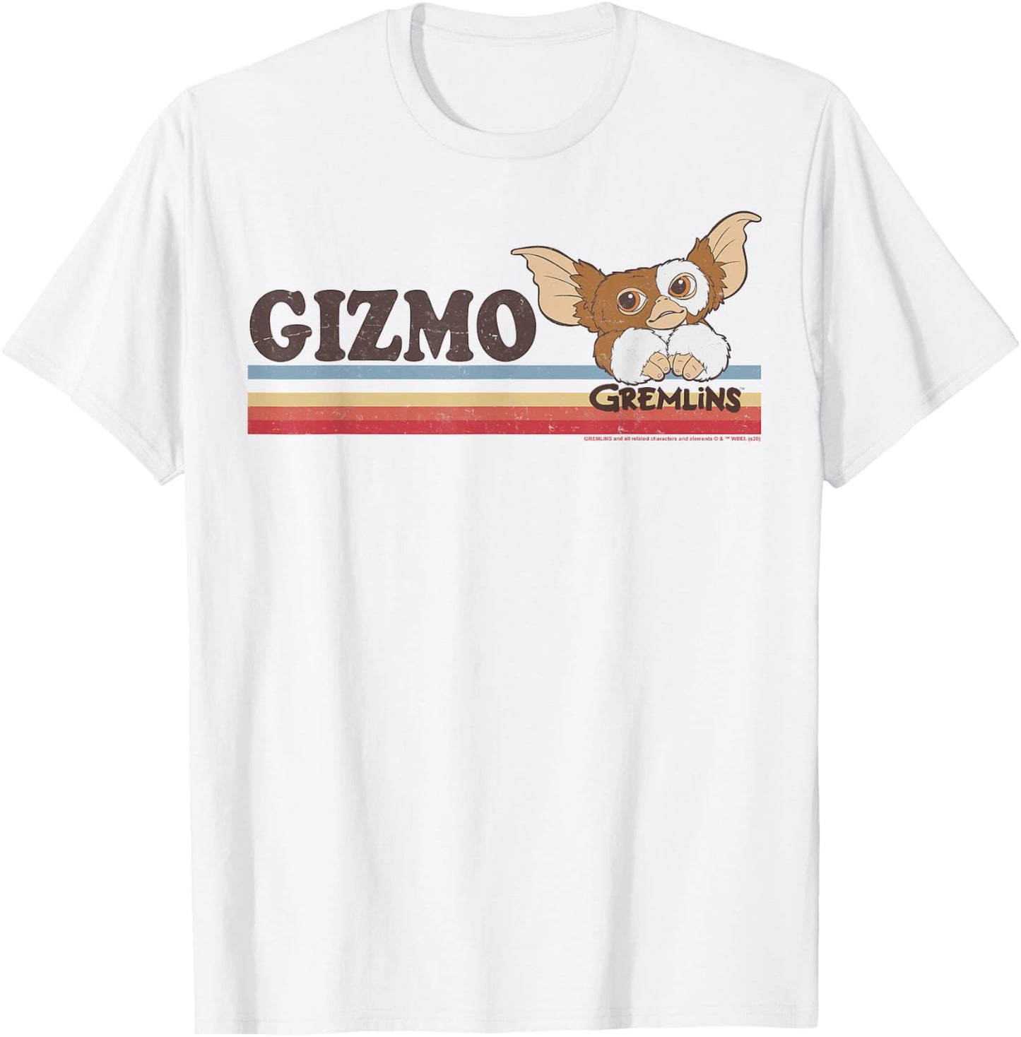 Gremlins Gizmo Retro Stripes Small T-Shirt - T-Shirt | White
