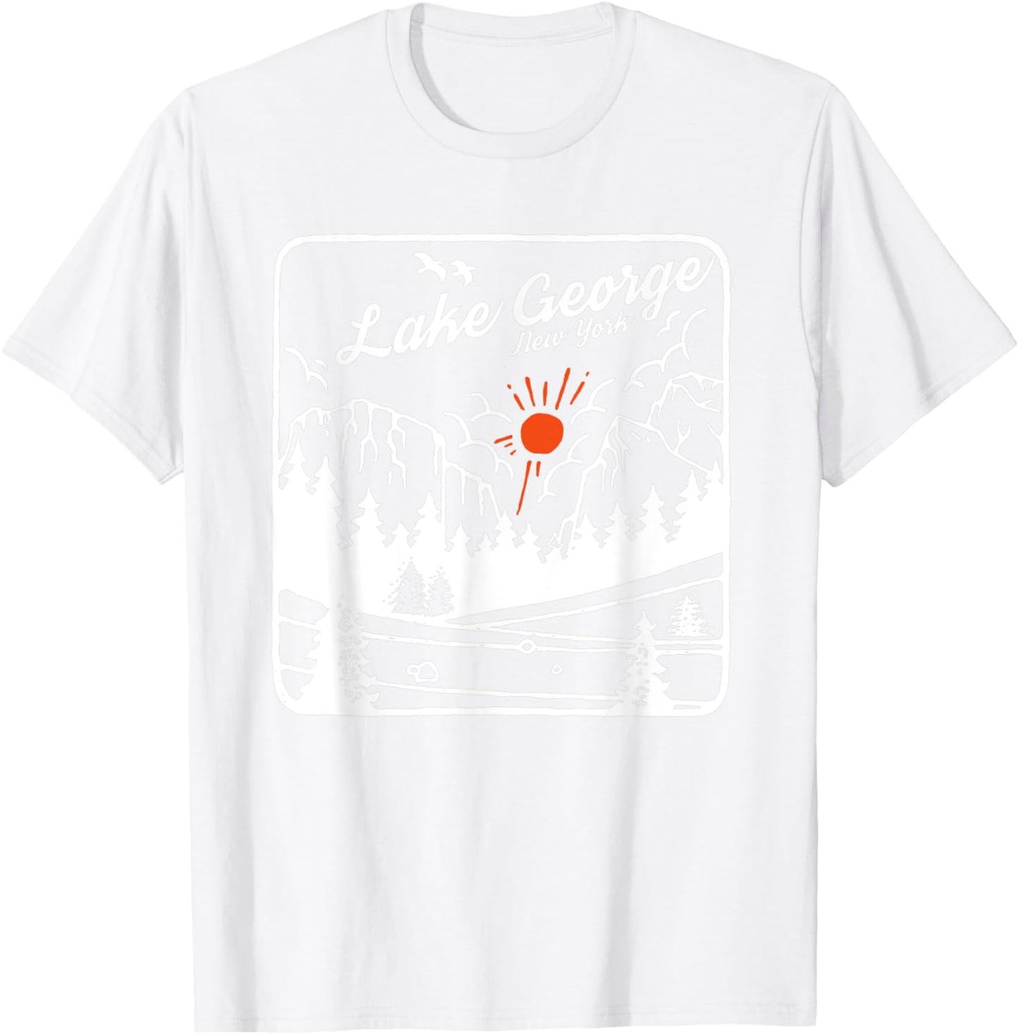 Lake George Souvenir Fishing Vintage Map Gifts New York NY T-Shirt - T-Shirt | White
