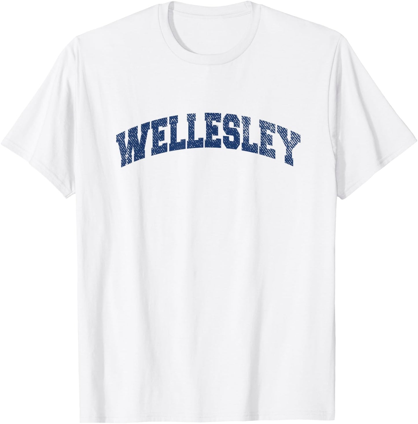 Wellesley Massachusetts Varsity Style Vintage Grey T-Shirt - T-Shirt | White