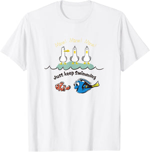 Disney Pixar Finding Nemo Mine Mine Mine Just Keep Swimming T-Shirt - T-Shirt | White