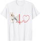 American White Shepherd Dog Heartbeat EKG Funny Dogs Lover T-Shirt - T-Shirt | White