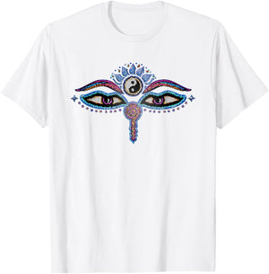 Buddha eyes, buddhism, yin yang, lotus flower, yoga, spirit T-Shirt - T-Shirt | White