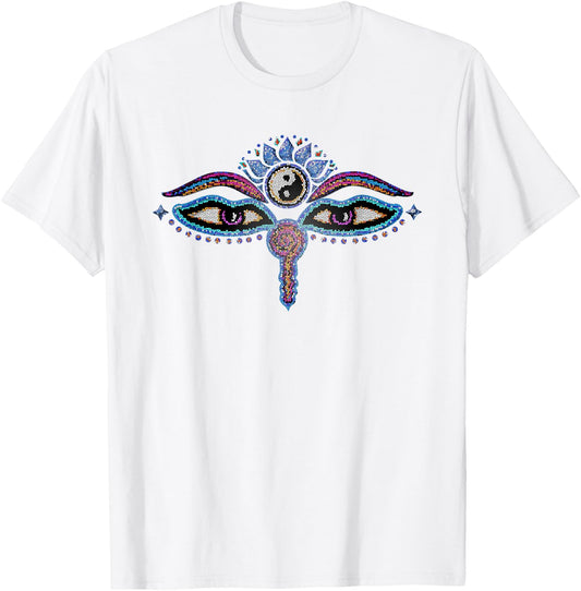 Buddha eyes, buddhism, yin yang, lotus flower, yoga, spirit T-Shirt - T-Shirt | White