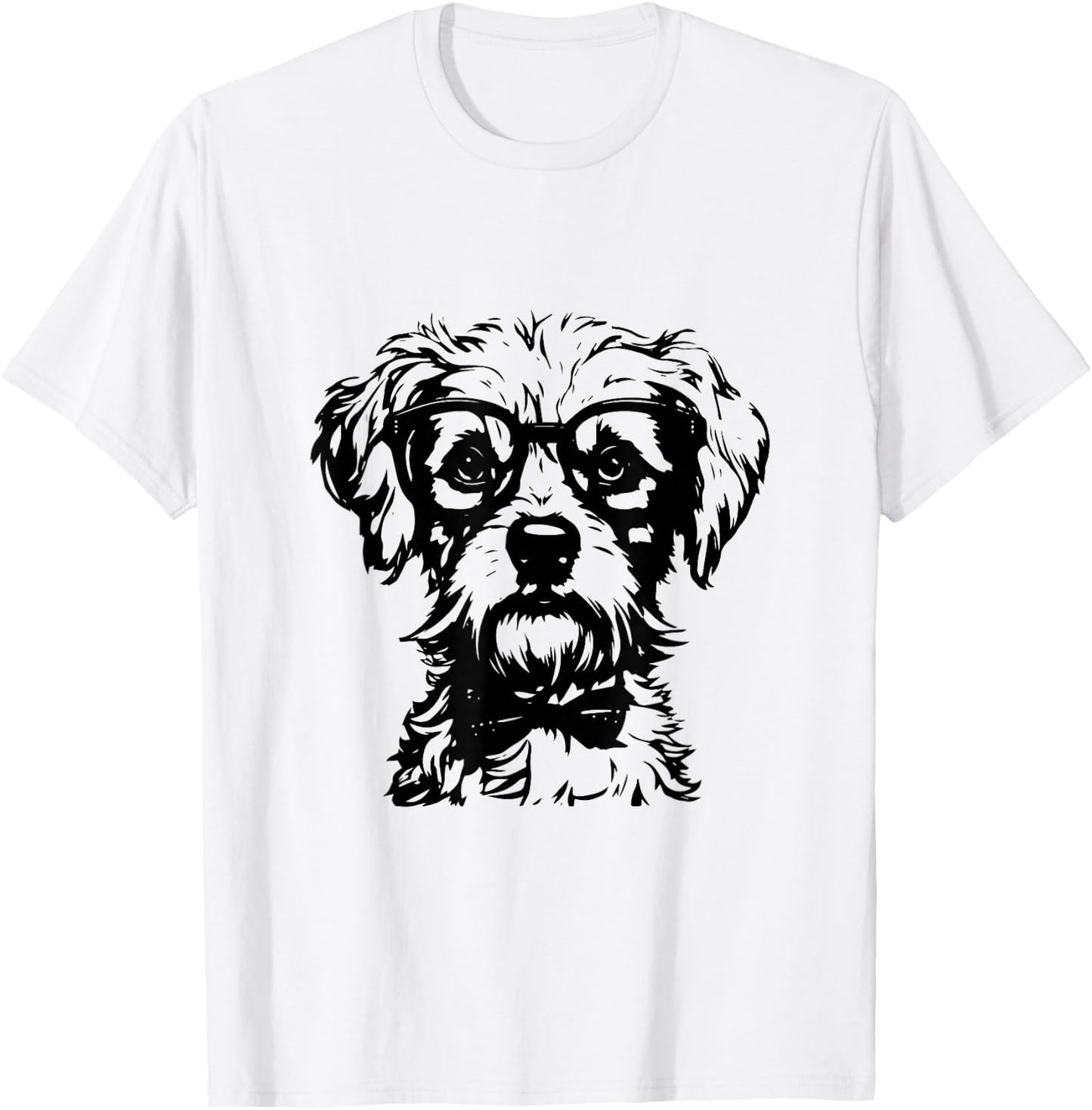 Funny Goldendoodle Havanese Dog With Glasses Graphic T-Shirt - T-Shirt | White