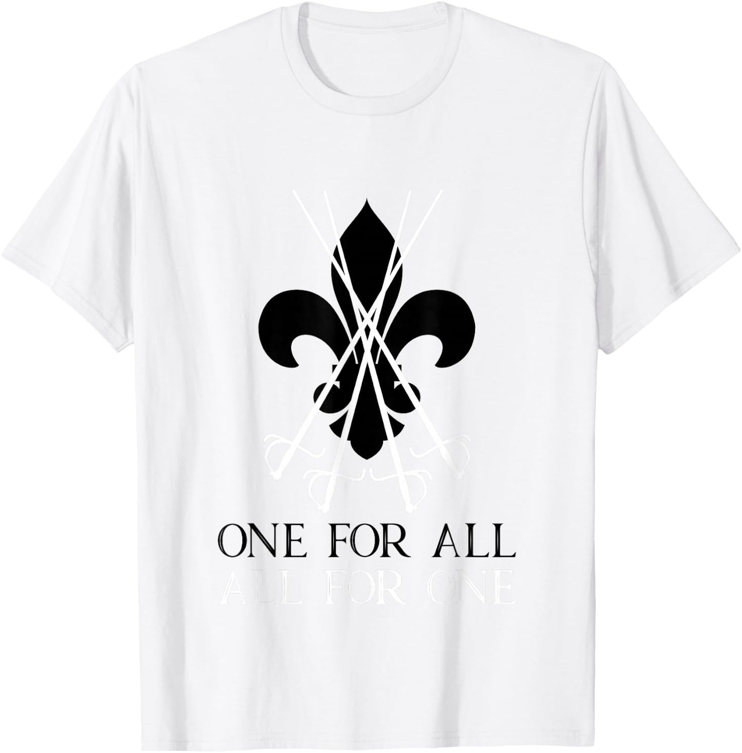 One for All, All for One The Three Musketeers Fleur-de-lis T-Shirt - T-Shirt | White