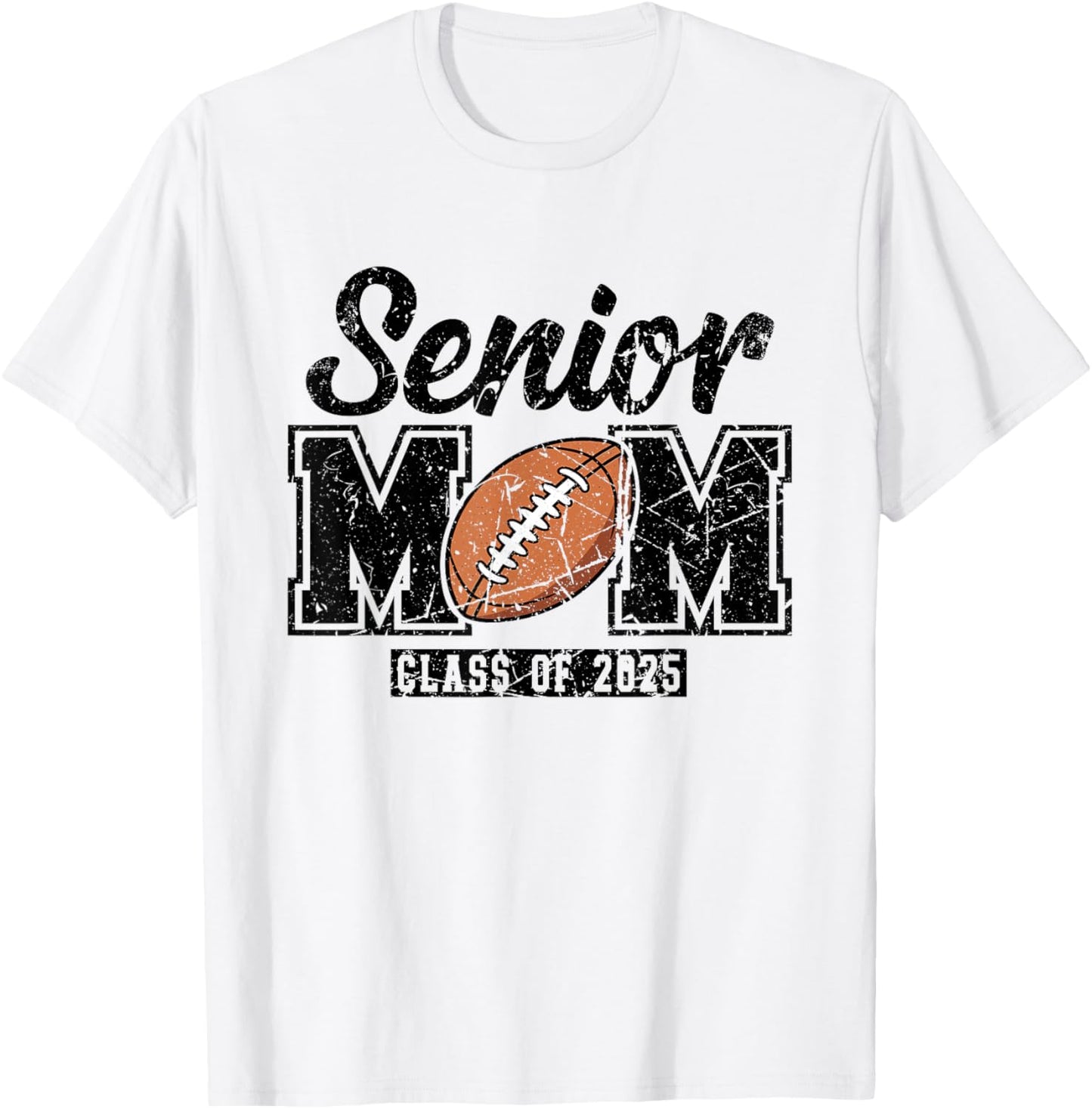 Vintage Football Senior Mom Class of 2025 T-Shirt - T-Shirt | White
